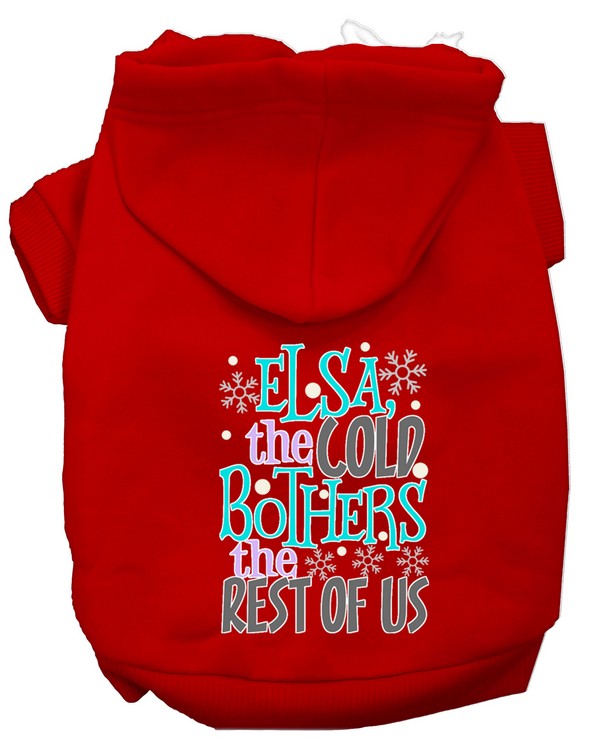 Elsa, the Cold Screen Print Dog Hoodie Red XL